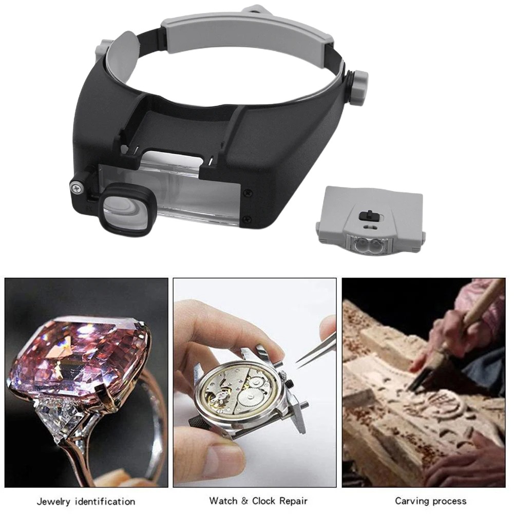Electronics Repair Hobby - نظارات مكبرة LED تثبت على الرأس